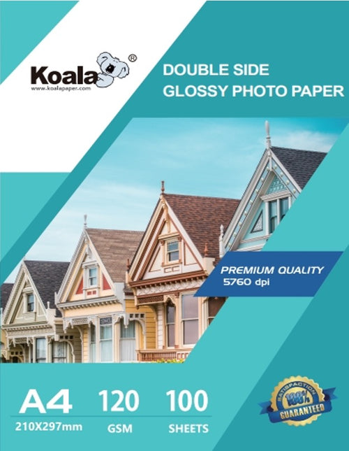 Koala Photo Paper 120gsm double-sided glossy photo paper for inkjet printer, A4, 100 sheets per pack, Australia and New Zealand, multipack savings