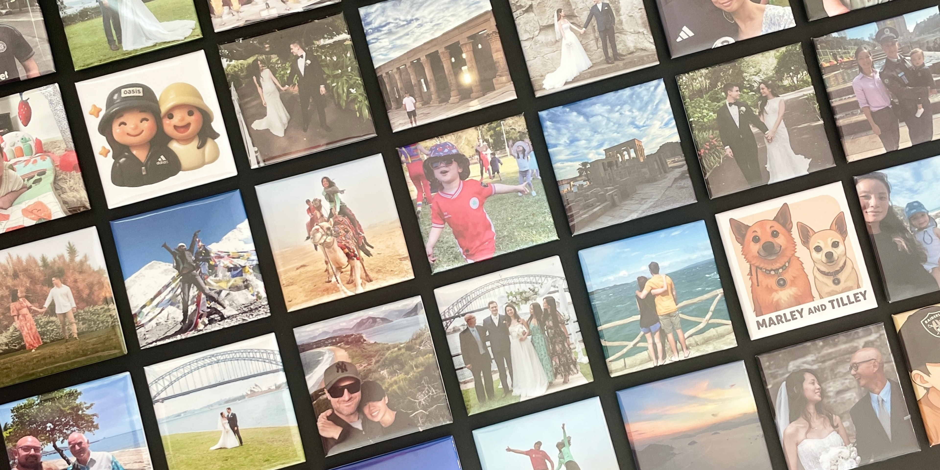 Grid of personalised photo magnets